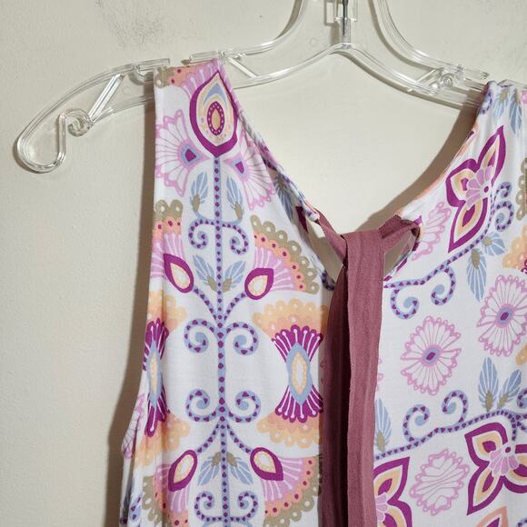 Matilda Jane breath deeply floral print tiered tie back swing tank top woman's S - Picture 6 of 9